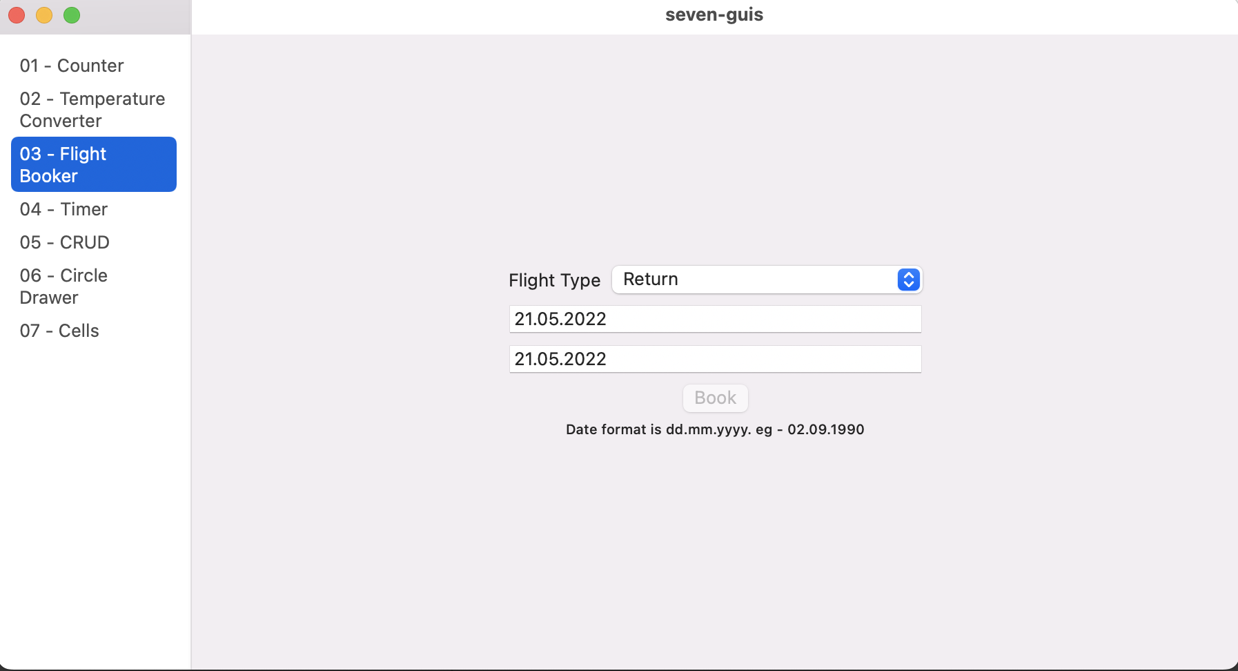 SwiftUI 7GUIs编程基准之 02 航班预订App