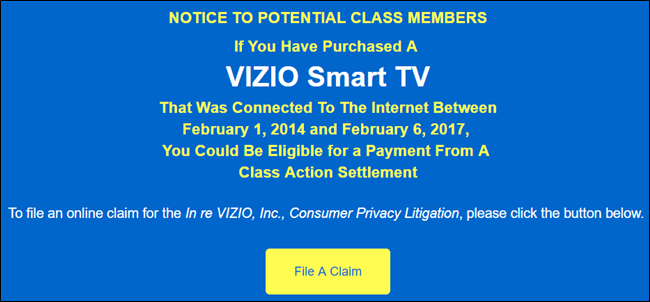 如果您购买了Vizio Smart TV，如何获得和解金