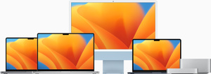 一系列 Mac 机型，展示不同的尺寸和设计。