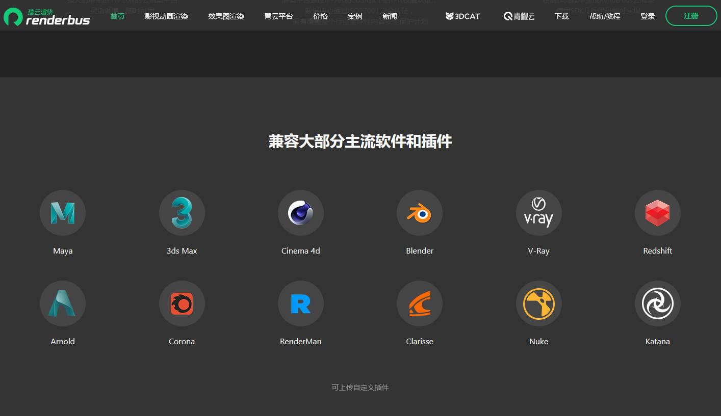 Renderbus云渲染农场兼容大部分渲染插件