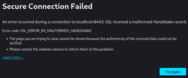 Firefox SSL_ERROR_RX_MALFORMED_HANDSHAKE消息