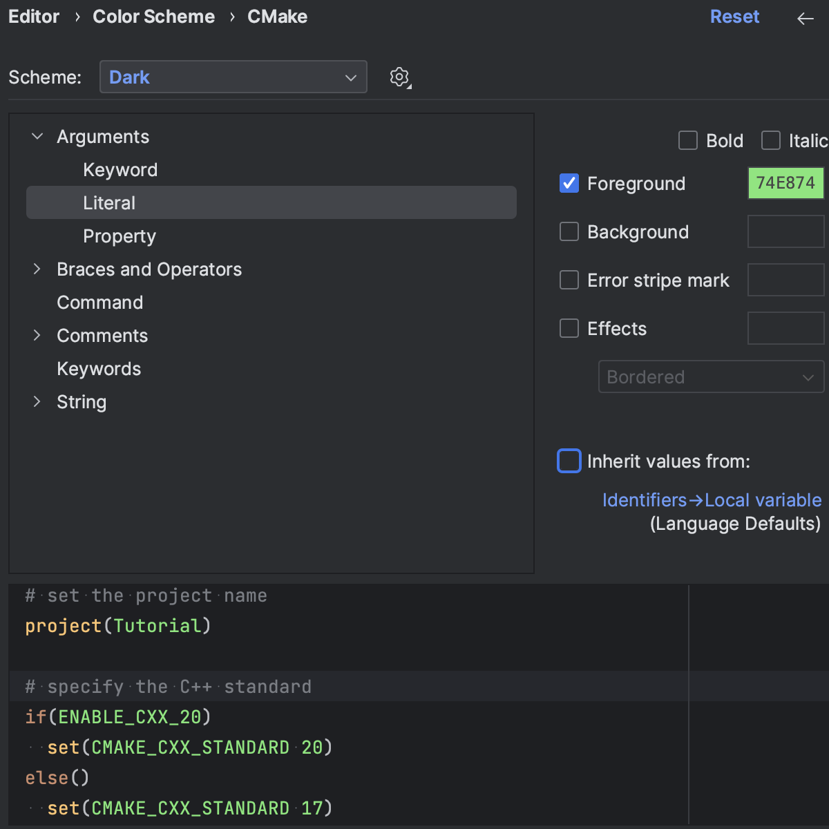 CMake 颜色设置