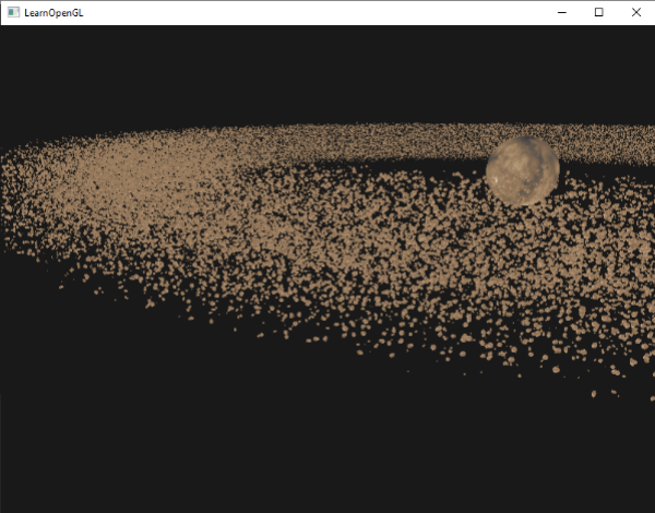 使用实例渲染在 OpenGL 中绘制的小行星带图像