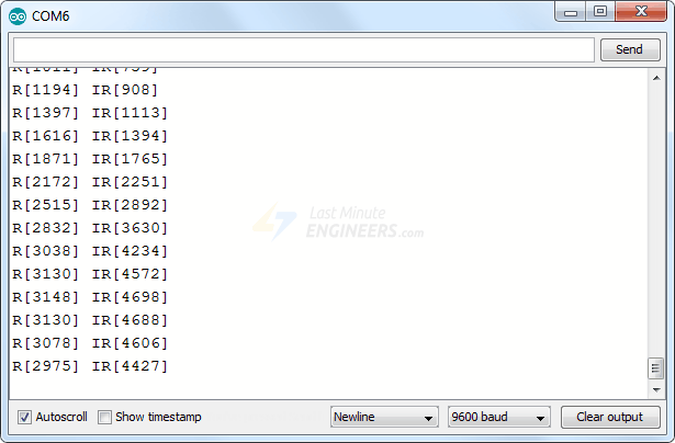 max30102 原始红色和 ir 值输出