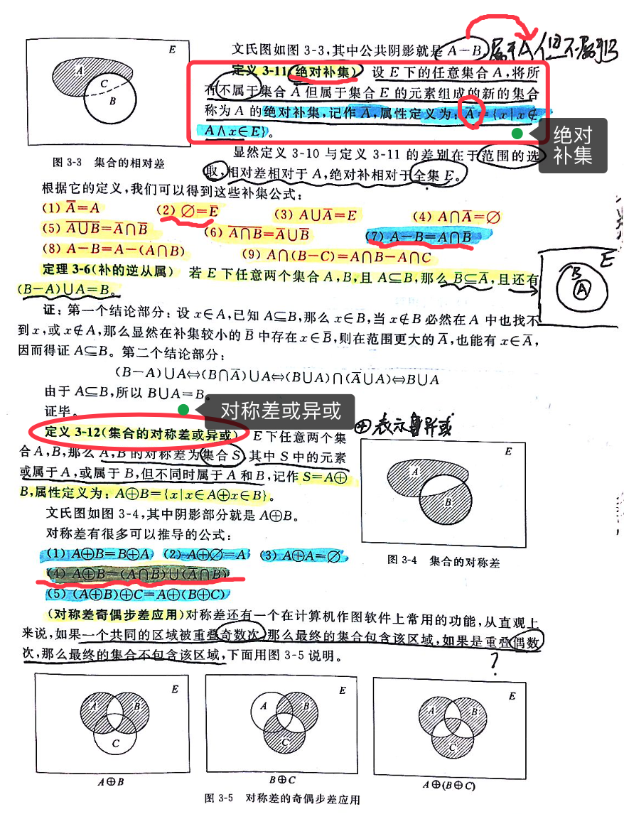 离散数学 —— 集合论（集合的传递性与自反性、幂集、交集、并集、相对补集、绝对补集、对称差或异或、序偶或序对、集合的规模或基数）_集合传递 ...