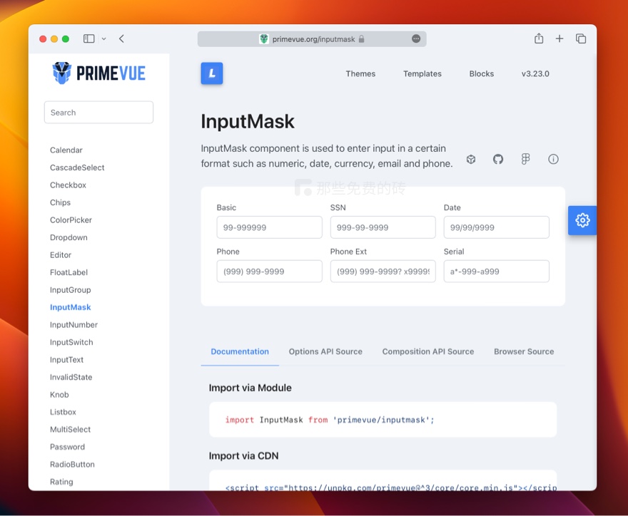 PrimeVue Input Components