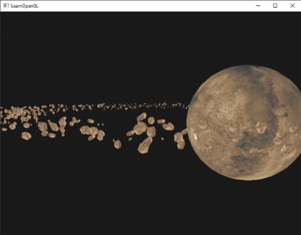 使用 OpenGL 绘制的小行星带图像