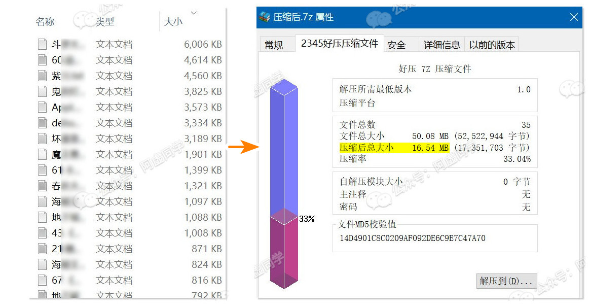 ▲50M的txt文件的压缩效果