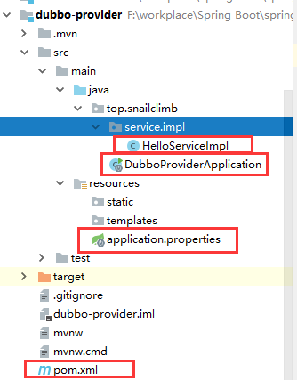 dubbo-provider 项目结构