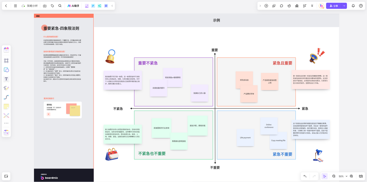 重要紧急四象限法则-来自boardmix模板中心