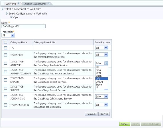 图⒌ Component 的 Manage Configuration 页面