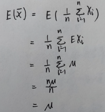 样本均值的数学期望与总体的数学期望相等