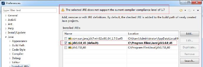 180527（已解决）TheselectedJREdoesnotsupportthecurrentcompilercompliancelevelof1.7