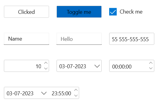 WinUI Input and DateTime Controls