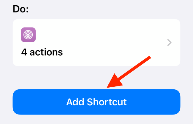 Tap "Add Shortcut."