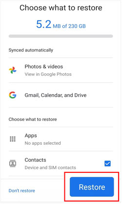 通过 google one 将应用程序同步到另一部 Android 手机