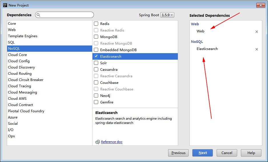 创建工程时勾选Nosql中的es依赖选项