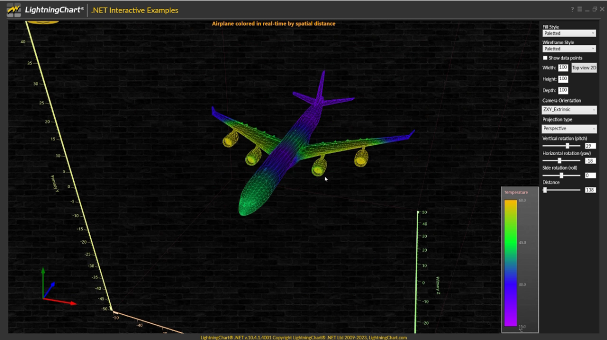 图表控件LightningChart .NET中文教程 - 创建3D网格模型实时着色应用