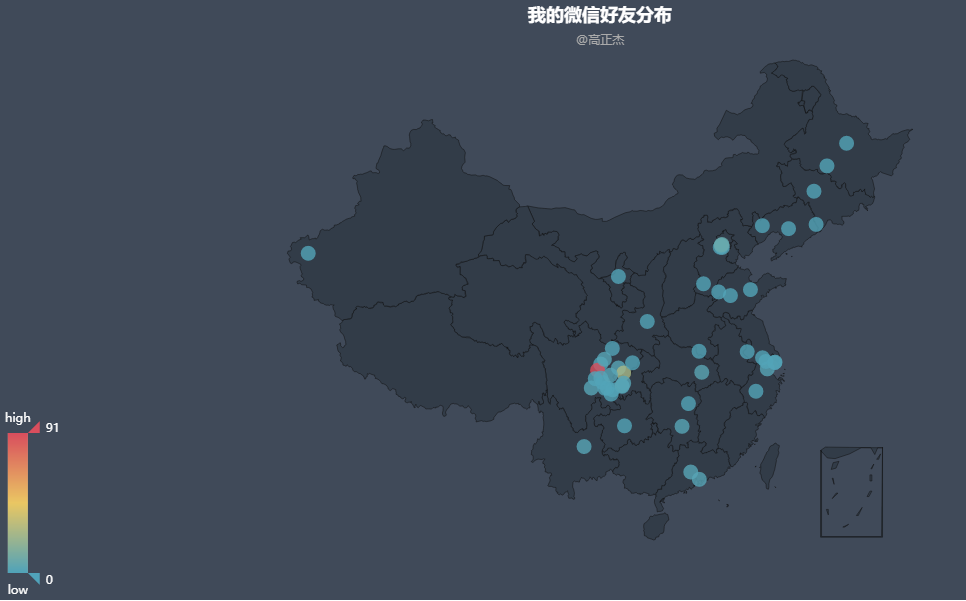 将好友的地点按照城市进行统计