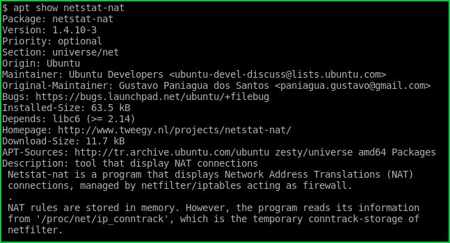 What is Netstat-Nat Package