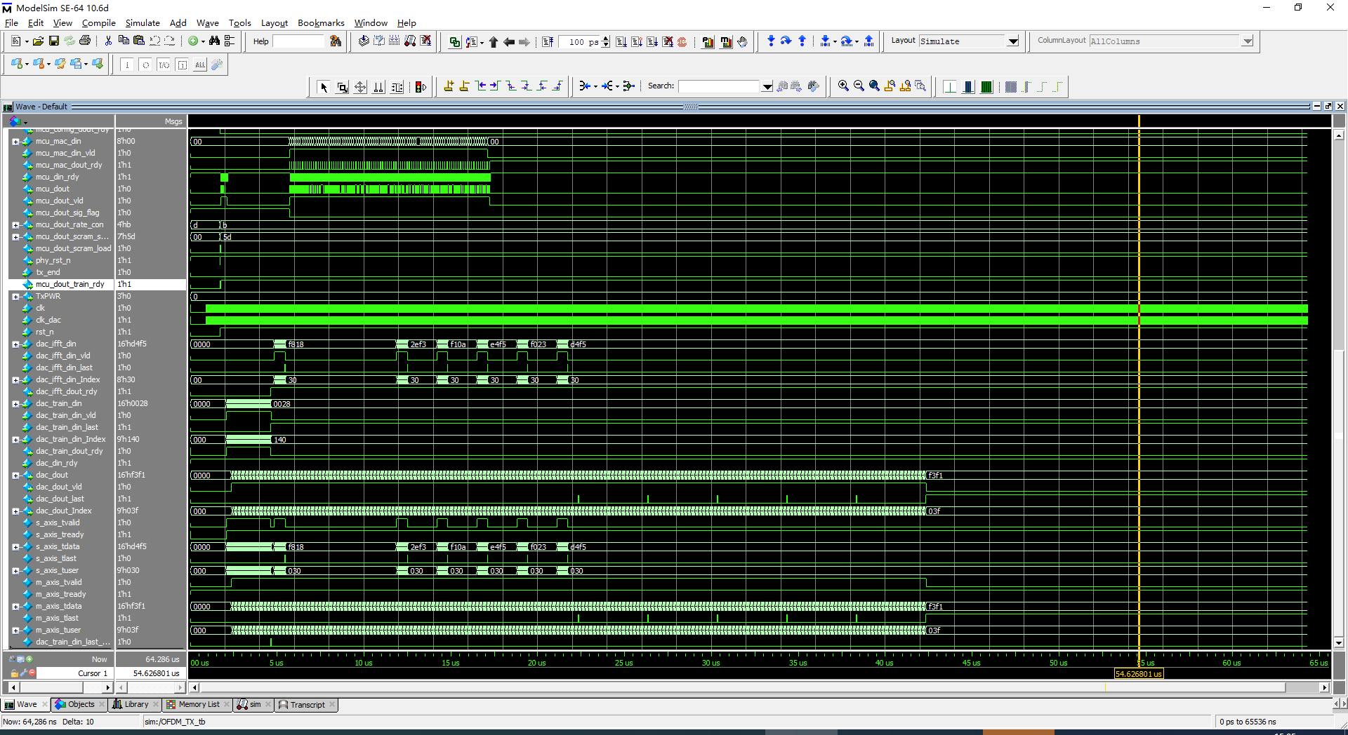 Modelsim 10.6dwave界面