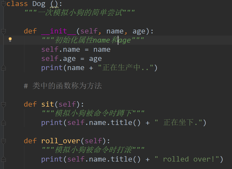 python定义一个dog类 类属性有名字_66-分析一下Dog类这个例子-构造函数和属性-CSDN博客