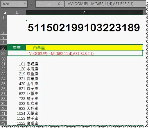 excel函数应用：如何用数位函数分段提取身份证信息 上篇