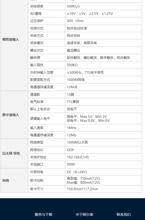 数据采集（DAQ）与控制 > 网口总线采集卡；网口采集卡：NET2991A；500KS/s 16位 16路同步模拟量输入，16路DIO。_差分_02