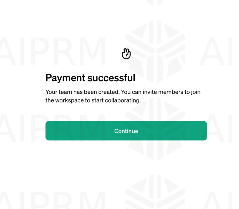 ChatGPT Team计划付款成功页面