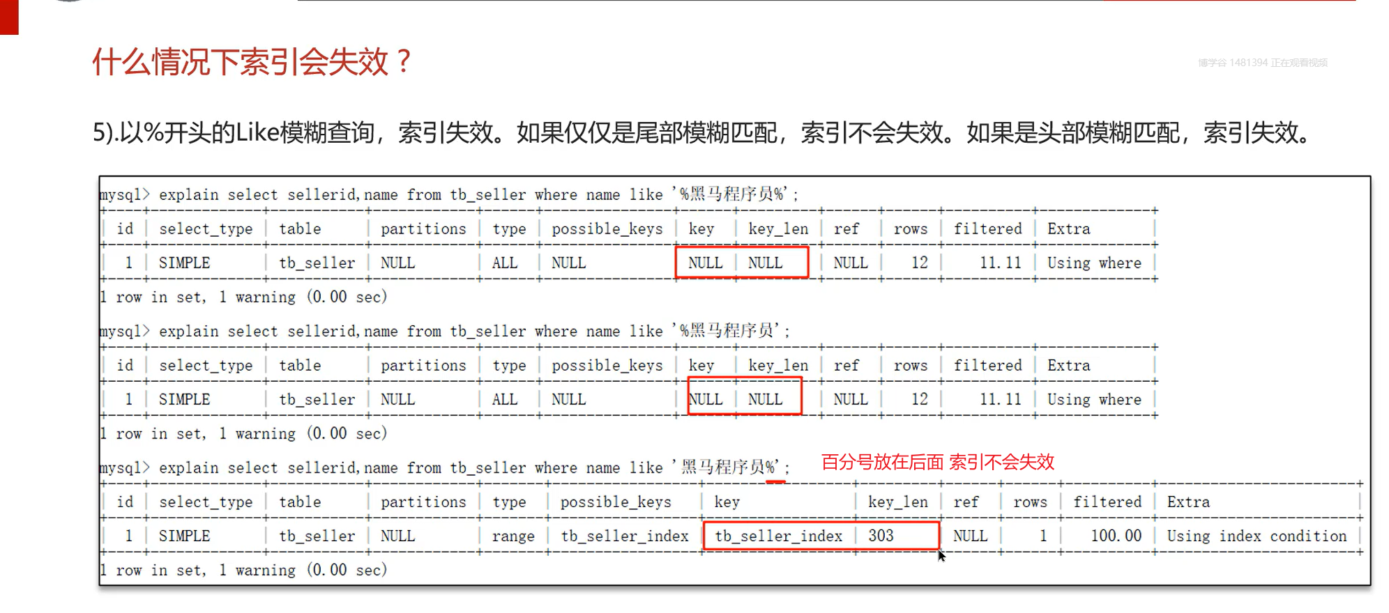 索引失效的原因