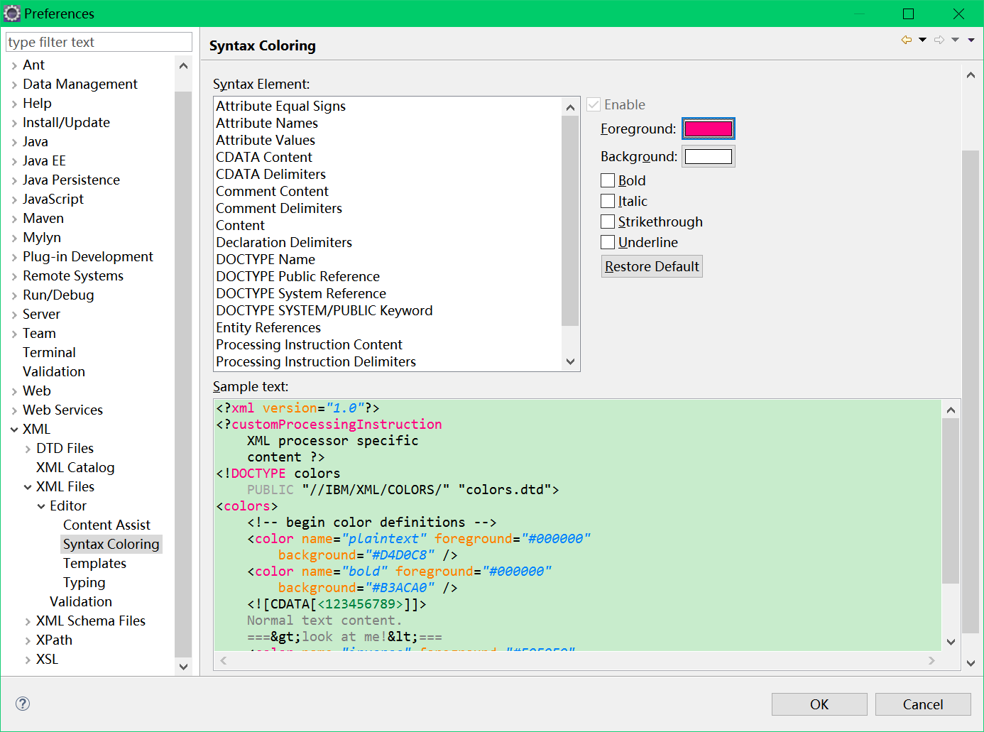 Eclipse syntax coloring java xml 语法 样式-CSDN博客