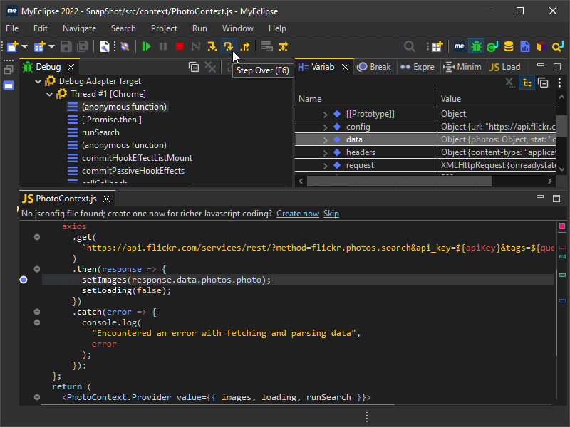 如何在MyEclipse中使用JavaScript编写代码？