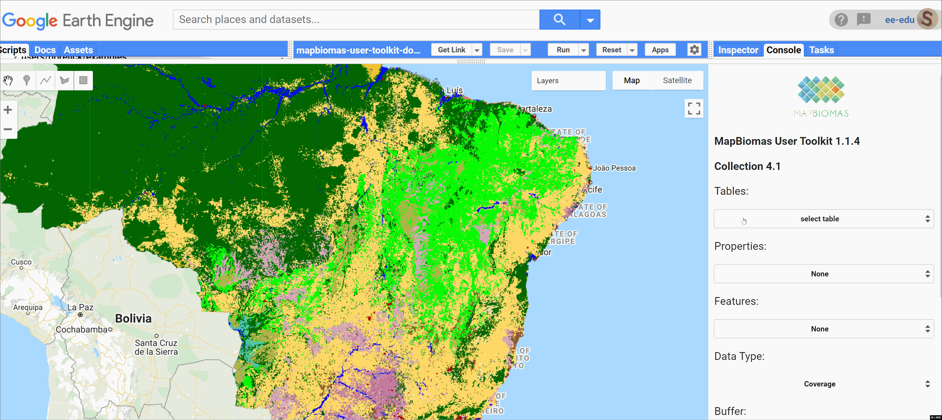 GEE数据集——巴西年度土地覆被和利用地图