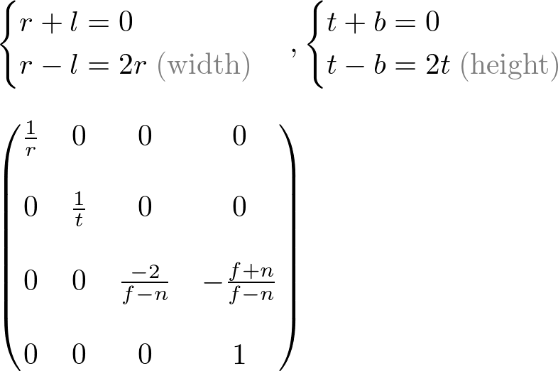 OpenGL Symmetric Orthographic Projection Matrix