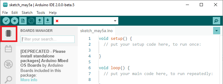 Arduino IDE 2.0 Boards Manager 选择测试