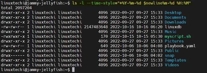 Timestamp-ls-command-output