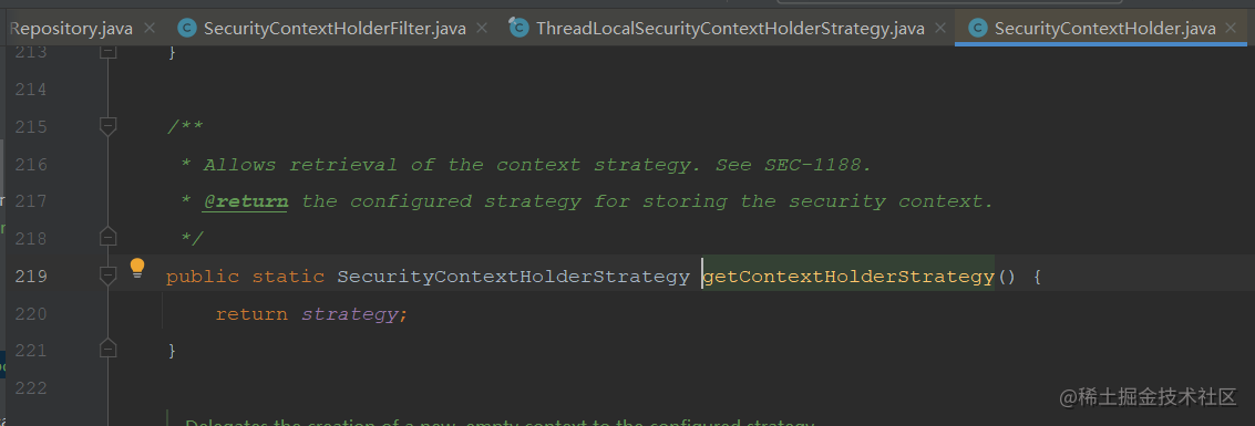 SecurityContextHolder.getContextHolderStrategy()实现