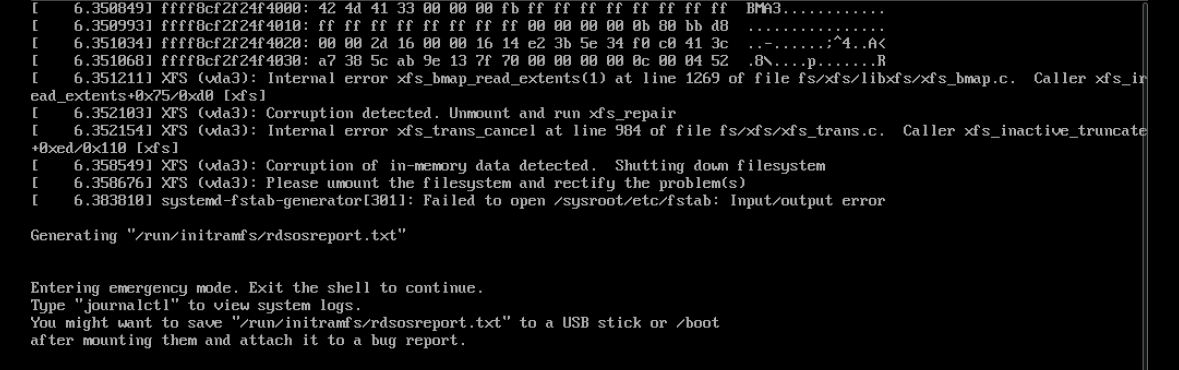 Unmount and run xfs_repair