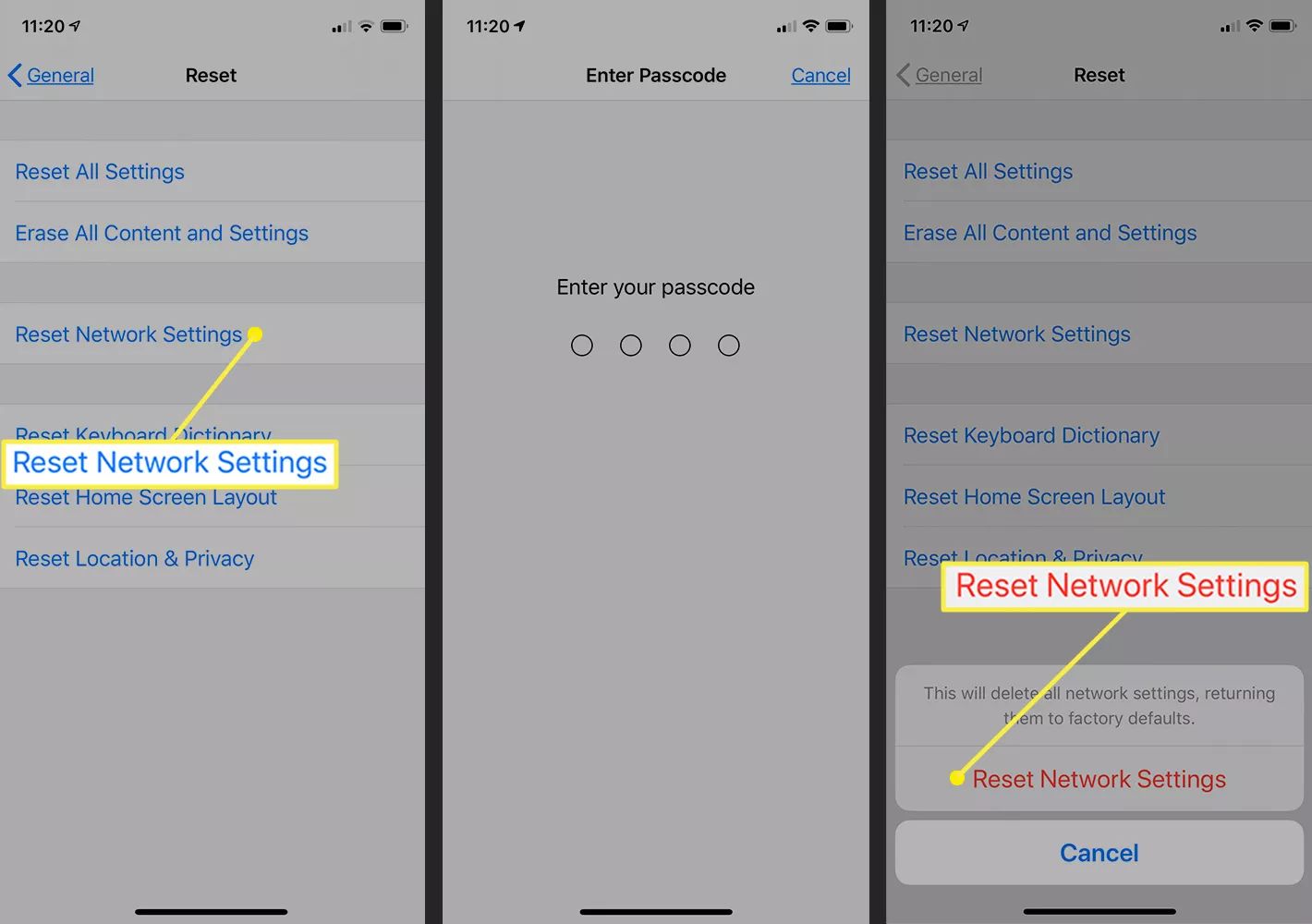 Reset settings on iPhone