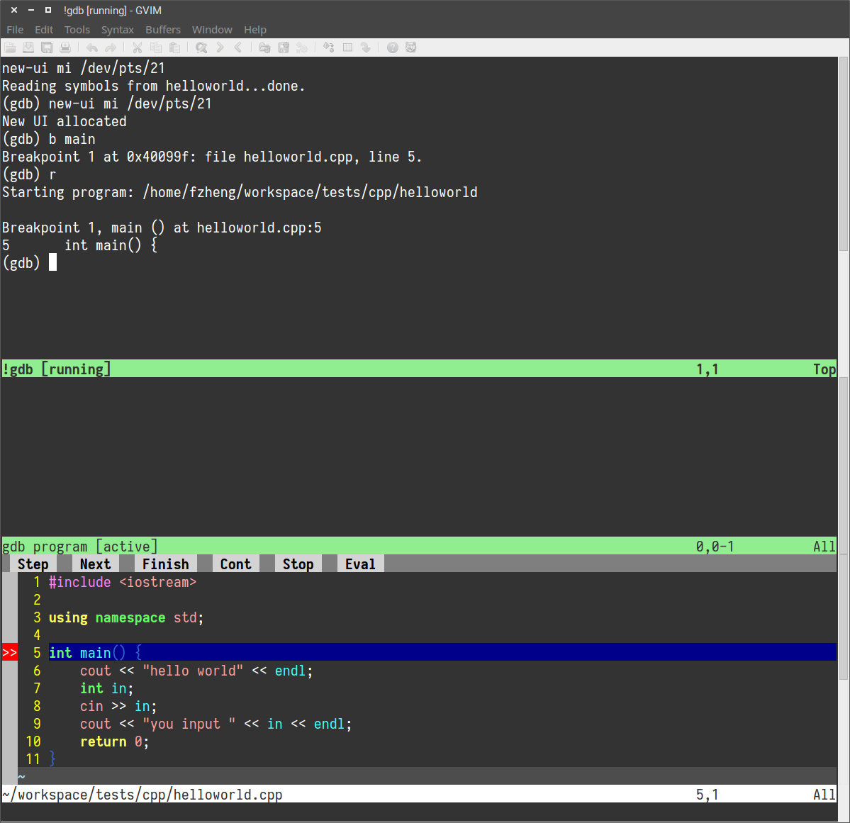 linux vim debugger,Vim 调试：termdebug 入门