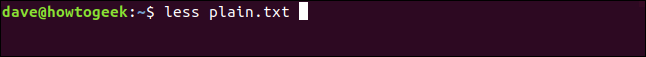 less plain.txt in a terminal window