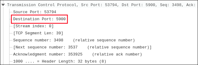 Network trace showing "Destination Port: 5900."