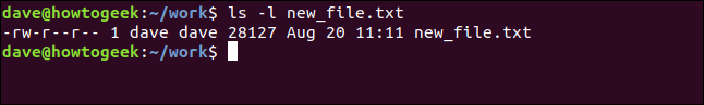 ls -l new_ file.txt in a terminal window