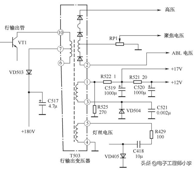 无法在源表中获得一组稳定的行_行输出变压器的结构、符号及电路分析