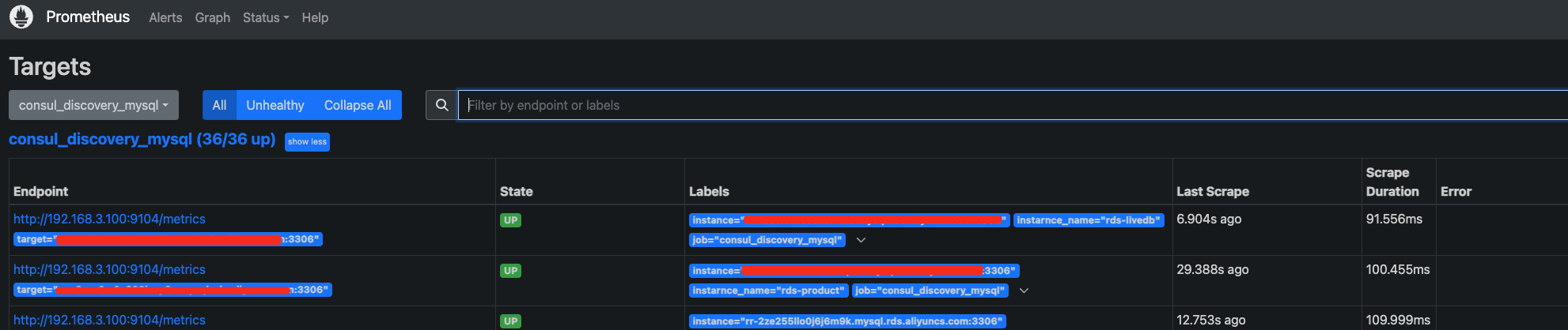 prometheus-consul-mysql-targets