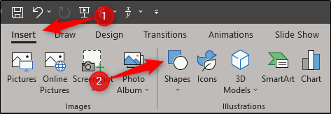 Insert a shape in powerpoint