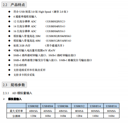 USB-8502/8504/8506/8512/8514/8516 4通道同步采样数字化仪_数据采集卡