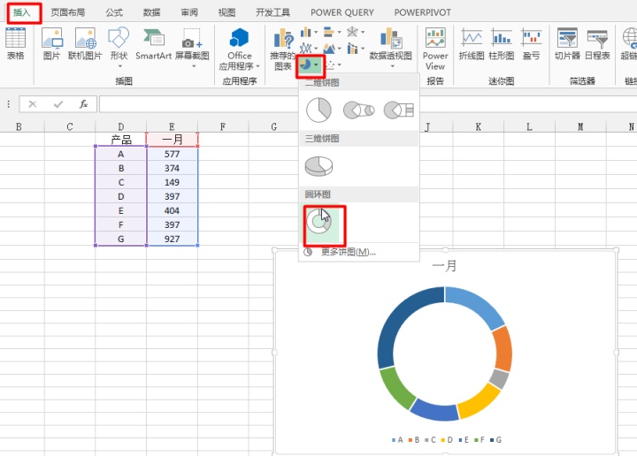 分离圆环图显示百分比简单介绍一下excel中的圆环图