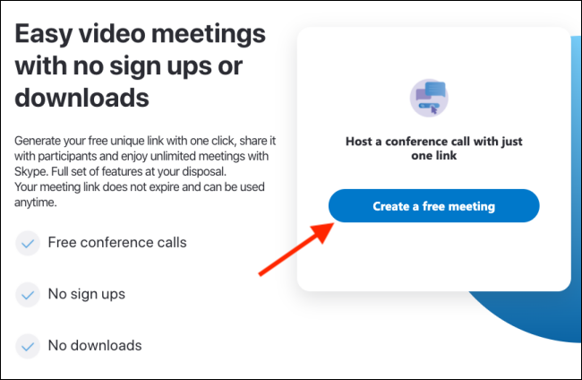 Create meeting in Skype online