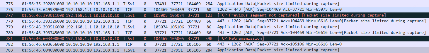 TCP Analysis Flags 之 TCP Previous segment not captured